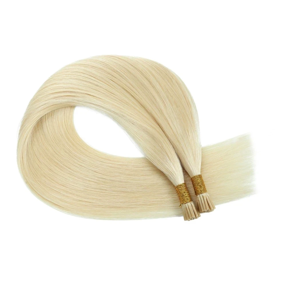 #613 Human Hair I-Tip Hair Extensions White Hair Keratin Bonded